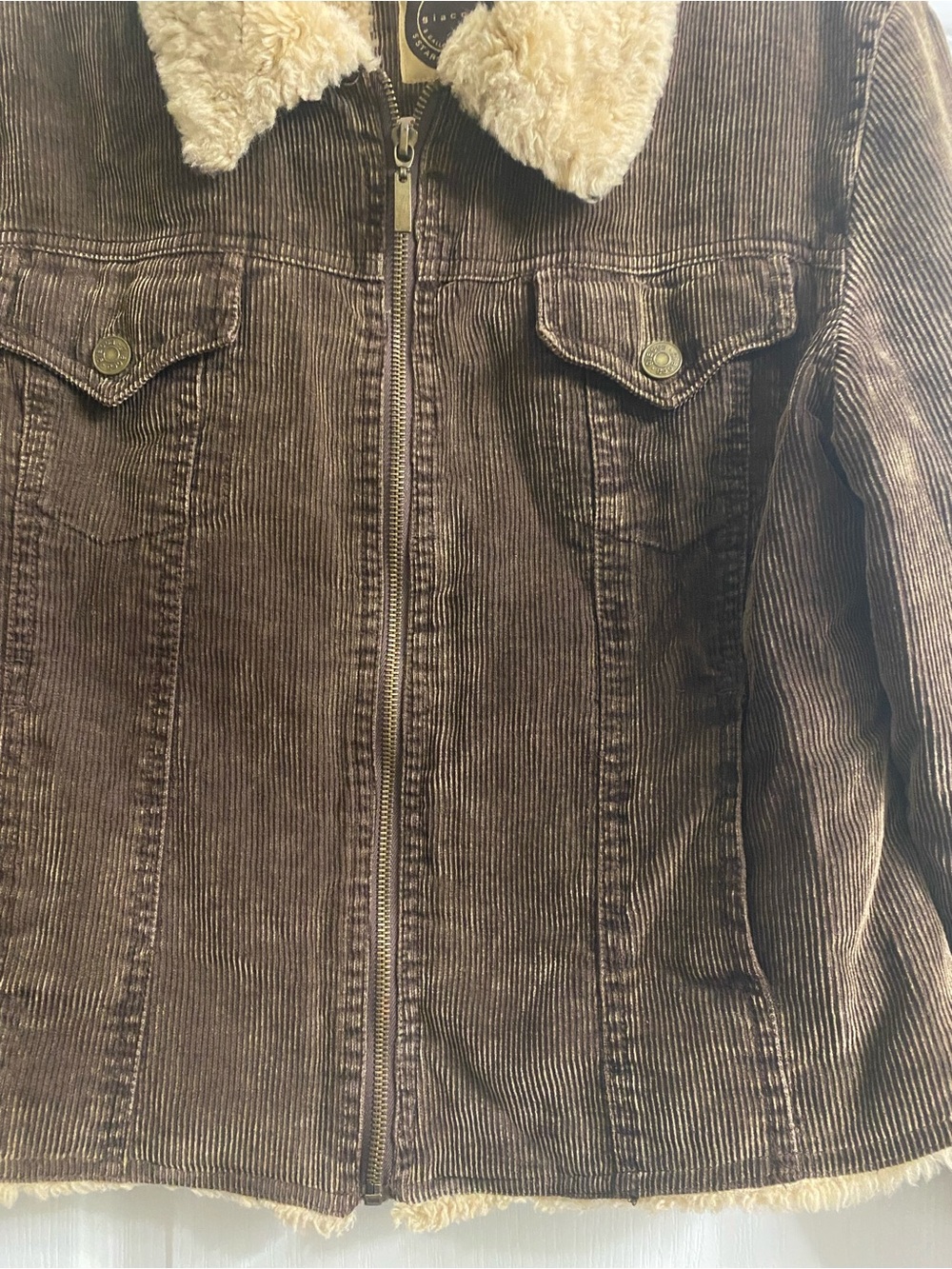 Vintage 90s Giacca Corduroy Sherpa Crop Penny Lane Y2K Brown Trucker Jacket M - Picture 7 of 13